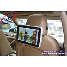 PORSCHE CAYENNE ARKA KAFALIK MONİTÖRÜ SİYAH '' 10.1 inç. AKTİF BAŞLIK ÇİFT DVD'Lİ PORTATİF ÇAKMAKTAN''