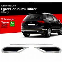 TİGUAN ARKA KROM EKZOS GÖRÜNÜMÜ 3 PARÇA KROMLU 2020 - 2024